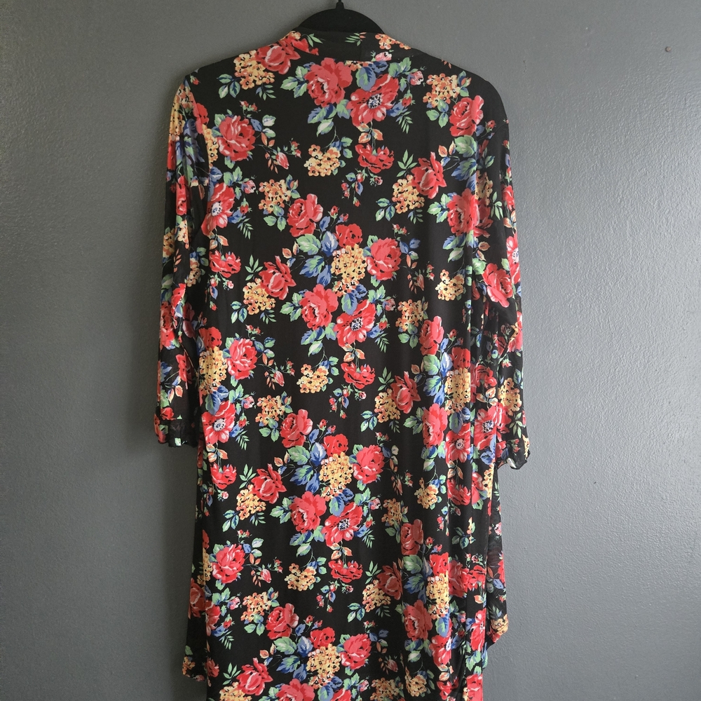 Stella & Julie Floral Print Open Front Kimono Style Cardigan Dress 16W - Picture 4 of 7